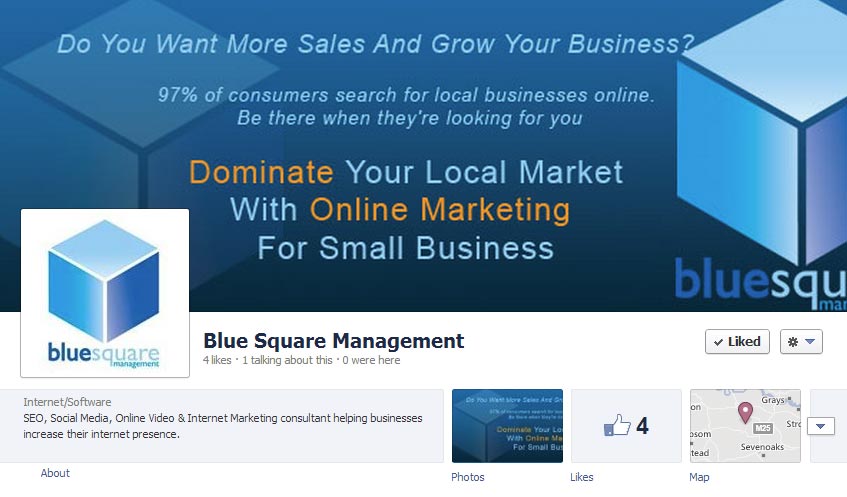 Facebook Business Page Blue Sqaure Management Internet Marketing Consultant