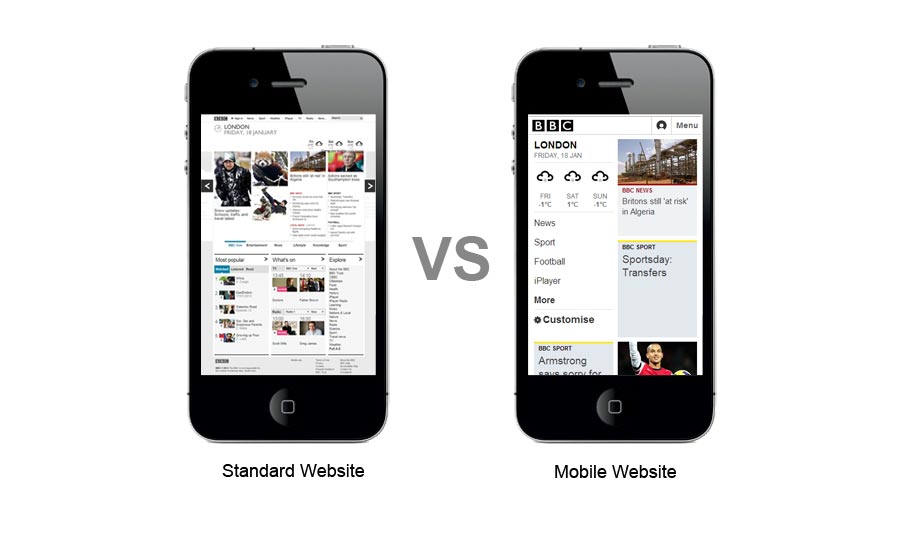 Mobile Website Design Desktop Mobile Comaprison