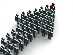 Arrow made of people